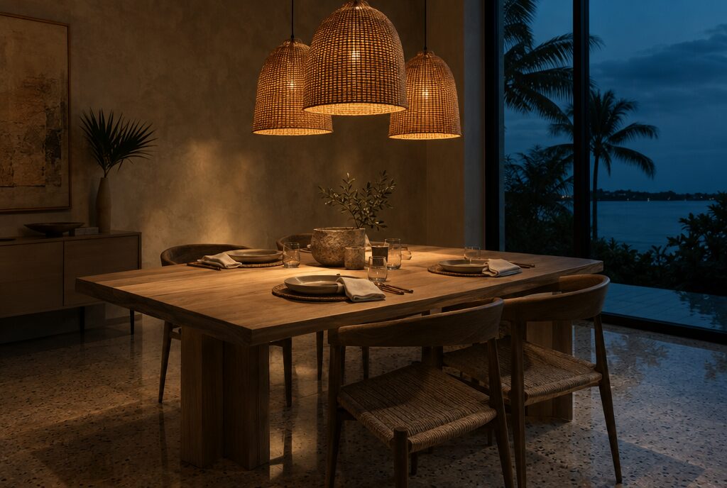 Dining, set for four