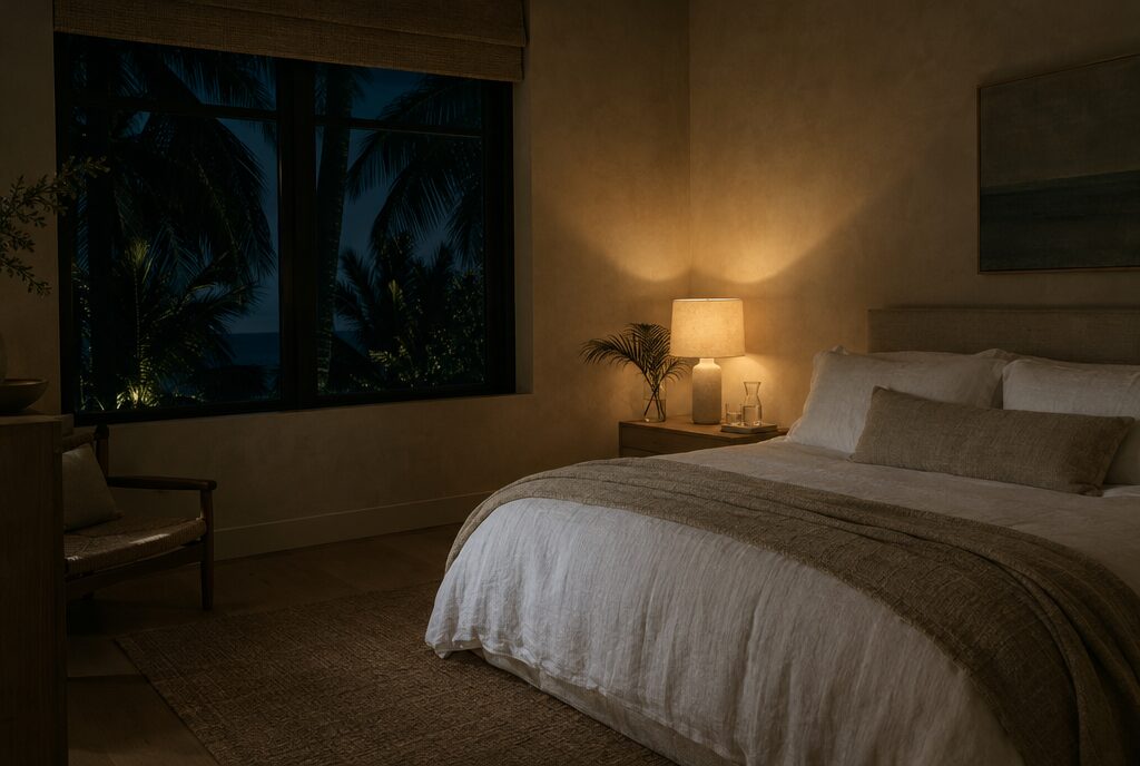 Second bedroom, lamps on